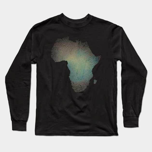 Africa Map Finger print Long Sleeve T-Shirt by hippyhappy